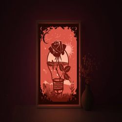 rose galaxy flower 3d light box template