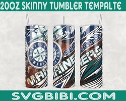 seattle mariners template tumbler wrap, 20oz tumbler wrap, seattle mariners template png, mlb tumbler wrap, sport