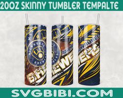 milwaukee brewers template tumbler wrap, 20oz tumbler wrap, milwaukee brewers template png, mlb tumbler wrap, sport