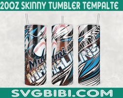 miami marlins template tumbler wrap, 20oz tumbler wrap, miami marlins template png, mlb tumbler wrap, sport tumbler