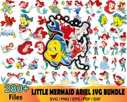 280 little mermaid ariel svg bundle, disney svg, ariel png, ariel sublimation, ariel svg, disney clipart