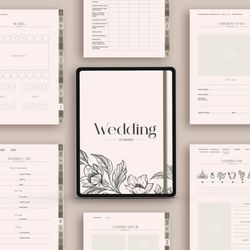 160 page digital wedding planner for ipad goodnotes, ultimate wedding planner, itinerary, budget, to do list, checklist