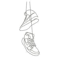 sneakers line art embroidery design