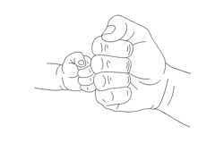 fist bump, father and son, line art embroidery design