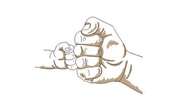 fist bump, father and son, line art embroidery design