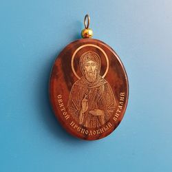 saint vitalis of gaza icon pendant made of vulcanic lava from mount ararat 1x0.8" free shipping