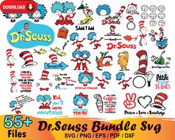 55 Dr Seuss Bundle Svg, Dr Seuss Svg, Cat In The Hat Svg