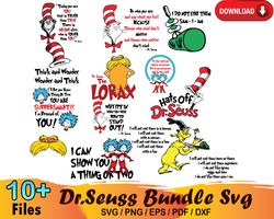 10 dr seuss bundle svg, lorax svg, green eggs and ham