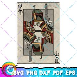 star wars boba fett bounty hunter playing card png, svg, sublimation design, star wars svg, digital download