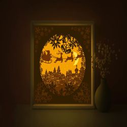 merry christmas x-mas lightbox template, shadow box template, paper cutting template, light box svg files, 3d papercut l