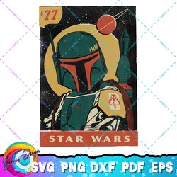 star wars boba fett vintage trading card '77 graphic png, svg, sublimation design, star wars svg, digital download