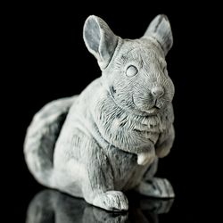 chinchilla figurine - marble pet statuette - stone art grey animal sculpture