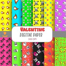 skulls seamless patterns, seamless pattern, digital papers, scrapbook papers, pattern paper, background, wallpaper, 12*1