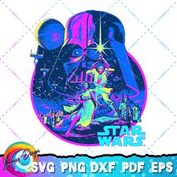 star wars bright classic neon poster art graphic t-shirt png, svg, sublimation design, star wars svg, digital download