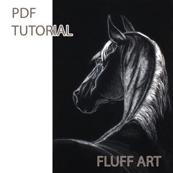 poplar fluff  art, diy tutorial, botanical art, horse painting, animal art, digital download