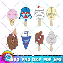 star wars characters as nostalgic ice cream png, svg, sublimation design, star wars svg, digital download