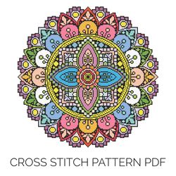 flower mandala cross stitch pattern | counted cross stitch pattern | punto de cruz | point de croix | easy cross stitch