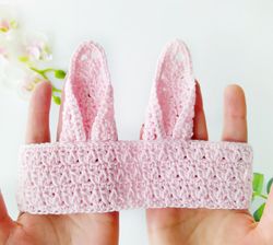 crochet headband bunny ears - baby headband pattern crochet - beginner crochet headband tutorial - bunny ears headband