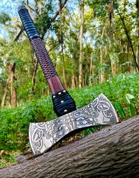 custom hand forged carbon steel double edge axe double bit axe viking integral battle ready axe operational axe