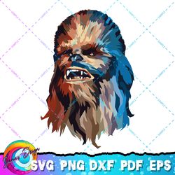 star wars chewbacca awesome geometric style chewie portrait png, svg, sublimation design, star wars svg, digital downloa