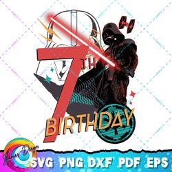 star wars darth vader 7th birthday abstract background png, svg, sublimation design, star wars svg, digital download