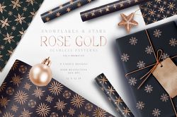 christmas digital paper rose gold dark