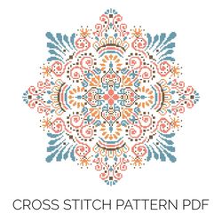 floral mandala cross stitch pattern | dmc floss | counted cross stitch pattern | punto de cruz | point de croix