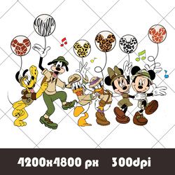 disney safari mode mickey mouse & friends animal kingdom balloon png, retro disney animal kingdom png, disney safari png