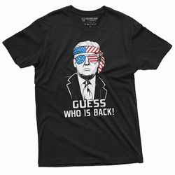 Men's Guess Who is Back T-shirt Trump 2024 Election Tee Shirt I am Back Trump for President USA patriotic Tee