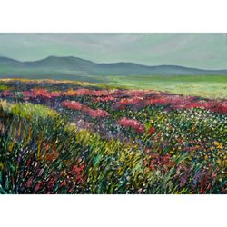 meadow painting wildflowers original art impressionist art impasto painting landscape oil painting 20"x28" by ksenia de