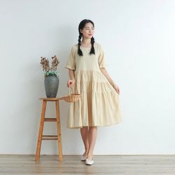 women summer half sleeves cotton dresses