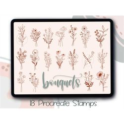 flower bouquet procreate stamps | floral procreate stamps | botanical procreate brushes stamps | procreate stamp brush |