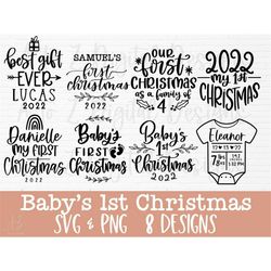 baby's first christmas svg bundle hand lettered | my first christmas svg | baby's first christmas ornament svg | first c