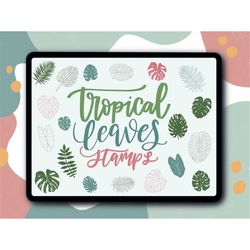 tropical leaves procreate stamps, brushes | floral procreate brushes | doodle botanical stamps procreate | doodle brushe