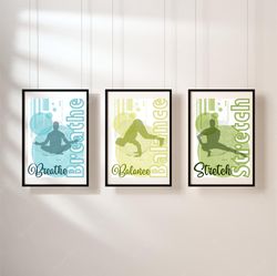 set of 3 printable posters to decorate yoga studio