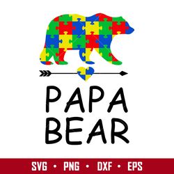 autism papa bear svg, father's day svg, png dxf eps  digital file