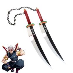 the perfect addition to your demon slayer collection: tengen uzui amber nichirin blade swords anime weapons collectibles