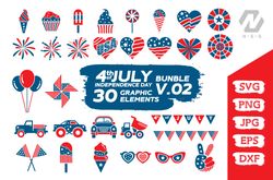 4th of july 30 elements graphic bundle