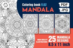 25 mandala coloring pages bundle