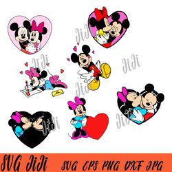 bundle valentine disney svg, love mickey minnie bundle svg png dxf eps cricut silhouette