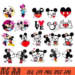 valentine disney svg bundle, mickey and minnie bundle svg png dxf eps cricut silhouette