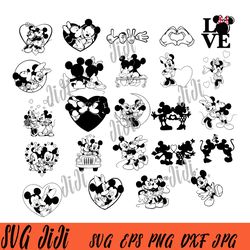 mickey mouse and mickey minnie svg bundle, disney bundle svg png dxf eps cricut silhouette