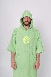 surf & beach poncho with sleeves, light green  hooded towel, swiming robe