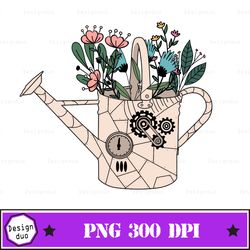 robot watering can flowers png