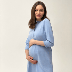 maternity blue nightgown, labor and delivery gown, maternity clothes