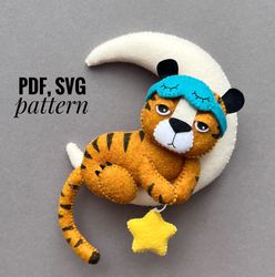 tiger on the moon  ornaments pattern bunny   patterns felt tiger  pattern pdf safari animals  felt pattern