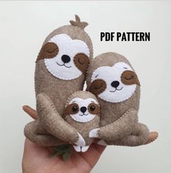 diy sloth  family ornaments felt pattern sloth family  felt pattern