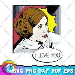 star wars leia i love you pop art couples graphic t-shirt png, svg, sublimation design, star wars svg, digital download