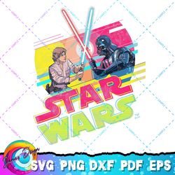 star wars luke skywalker vs darth vader duel retro 1980 vibe png, svg, sublimation design, star wars svg, digital downlo