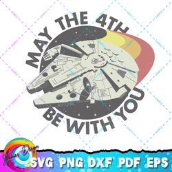 star wars millennium falcon retro may the 4th be with you png, svg, sublimation design, star wars svg, digital download